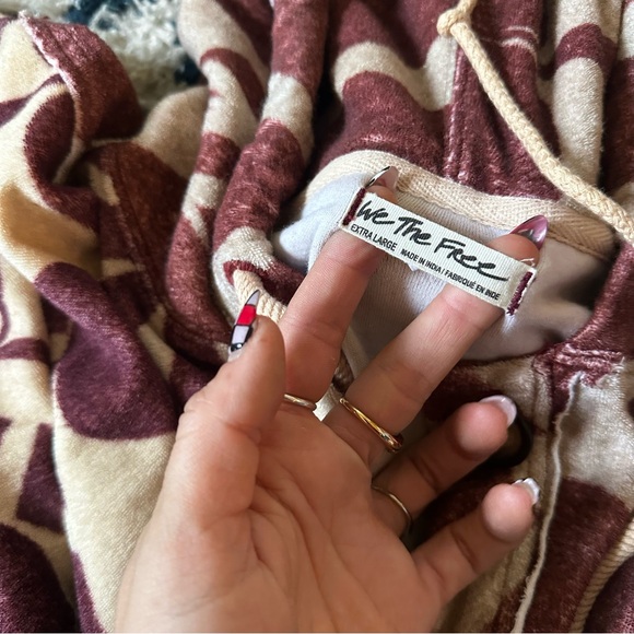 Free People We The Free Terry Cardi Hoodie Pullover Top Printed Slouchy xl - Picture 6 of 6